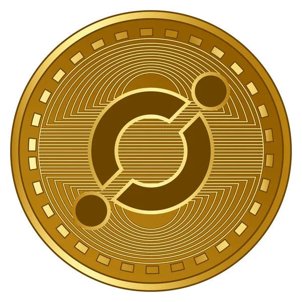 Gold Futuristische Ikone Kryptowährung Münzvektor Illustration — Stockvektor