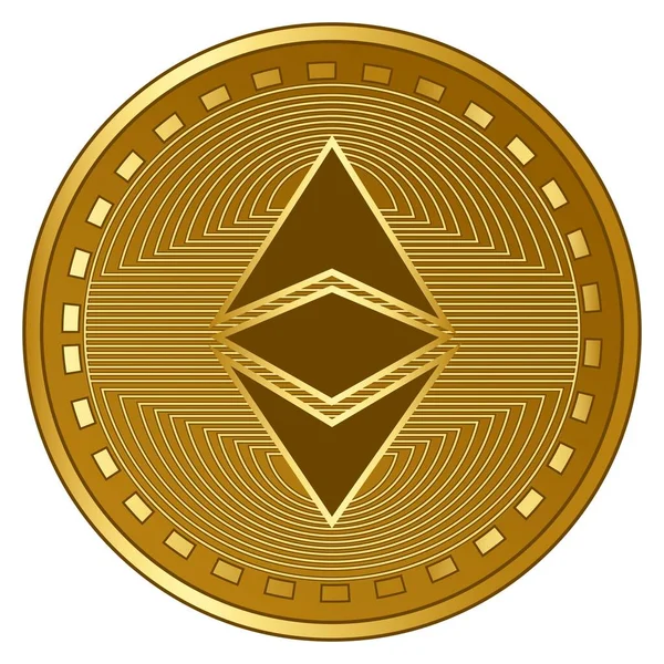 Arany Futurisztikus Ethereum Klasszikus Cryptocurrency Érme Vektor Illusztráció — Stock Vector