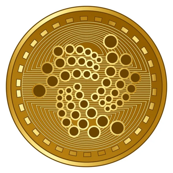 Oro Futuristico Iota Criptovaluta Moneta Vettore Illustrazione — Vettoriale Stock