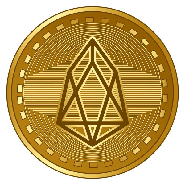 Gold Futuristic Eos Cryptocurrency Coin Vector — 스톡 벡터