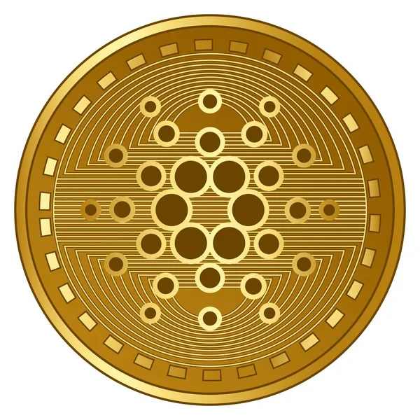 Oro Futuristico Cardano Criptovaluta Moneta Vettore Illustrazione — Vettoriale Stock