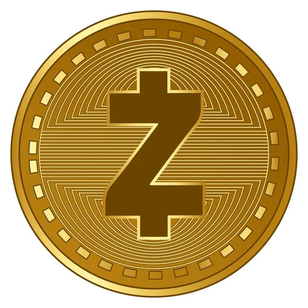 Gold Futuristic Zcash Cryptocurrency Coin Vector Illustration — 스톡 벡터