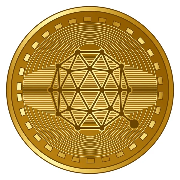 Gold Futuristic Qtum Cryptocurrency Coin Vector Illustration — 스톡 벡터