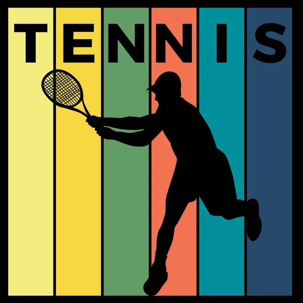 Silhouette Tennis Attività Sportiva Grafica Vettoriale — Vettoriale Stock