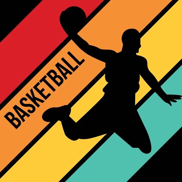Basketsiluet Olahraga Aktivitas Vektor Grafis - Stok Vektor