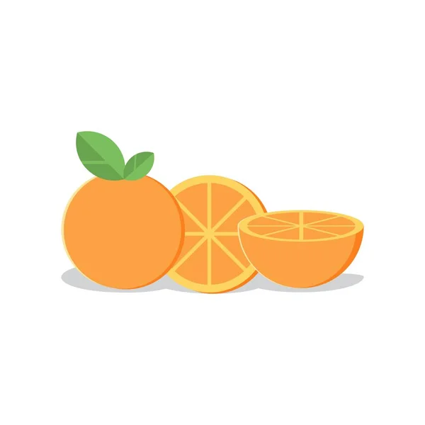 Fresh Orange Fruit Vector Isolated White Background — Stock Vector