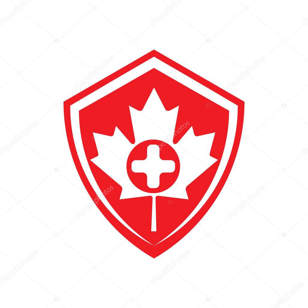 shield logo health care canada logo with cross and maple leaf