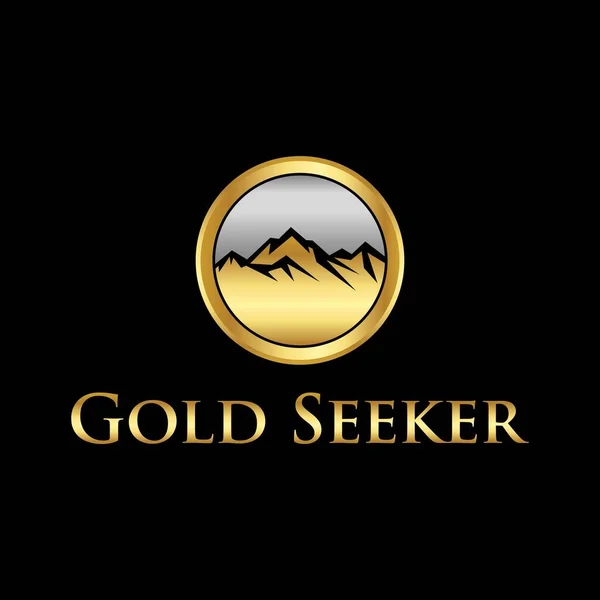 Templat Logo Gunung Pencari Emas - Stok Vektor