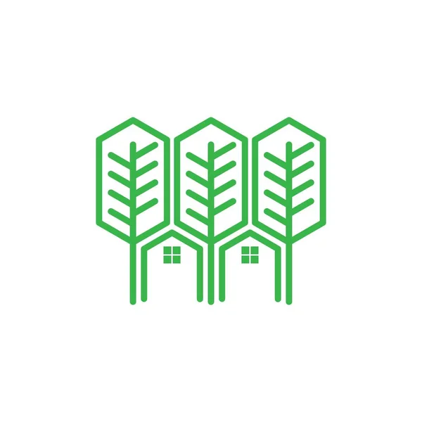 Зелене Дерево Будинку Логотип Векторна Концепція — стоковий вектор