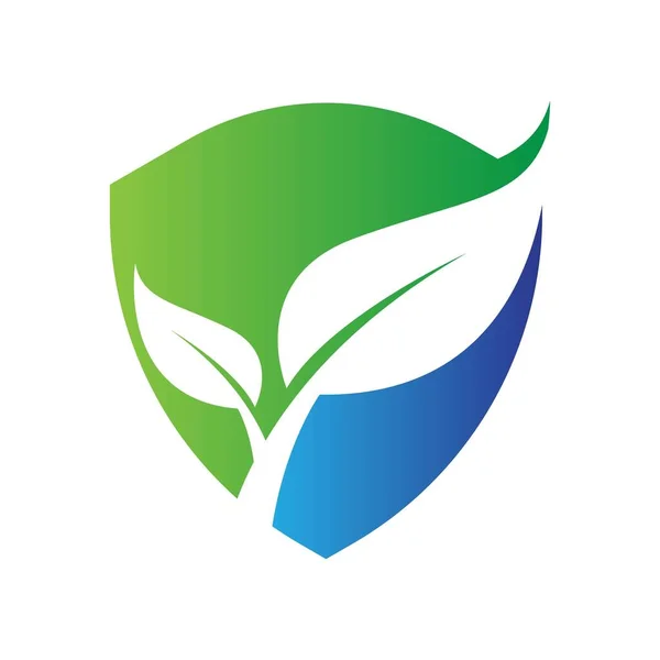Зелений Синій Щит Навколишнього Середовища Логотип Векторний Шаблон — стоковий вектор