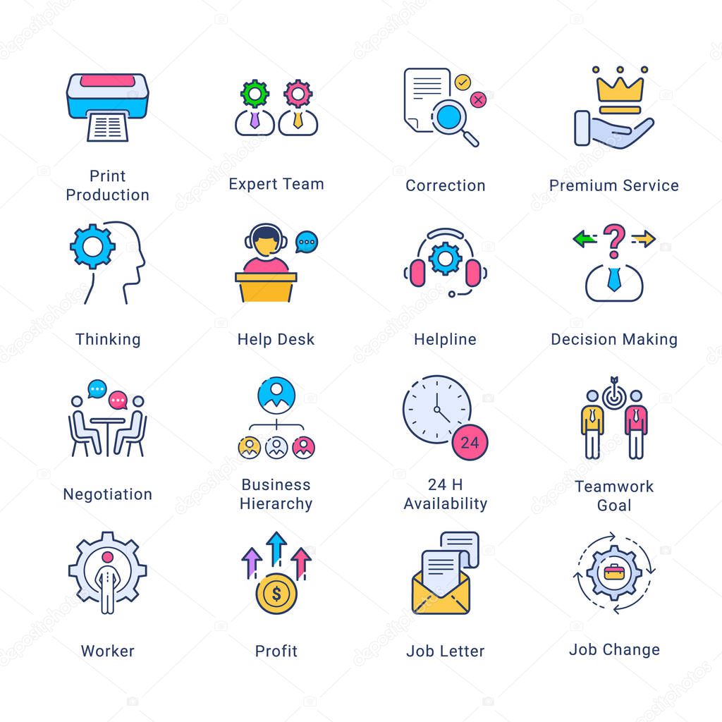 Business Related - Conceptual Colored Line icons collection