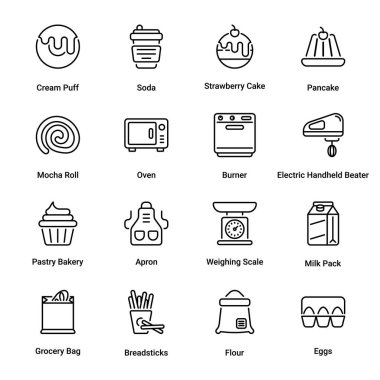 Pastanenin ana hatları Simgeler - felç, vektör