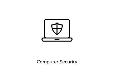 Bilgisayar Güvenlik Lineer simgesi vektörde. Logotype