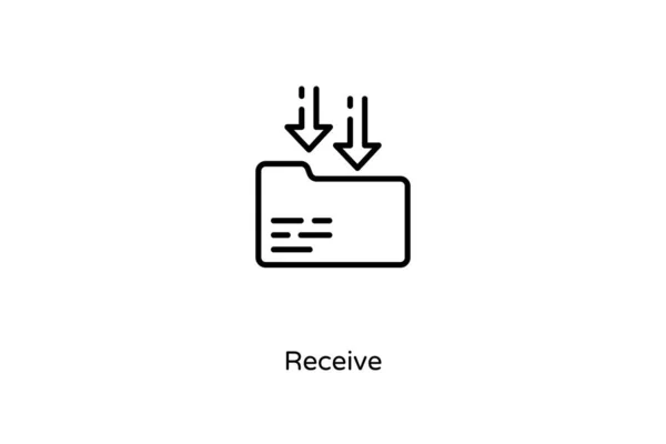 Data Receive Linear Icon Vektor Logotyp — Stockvektor