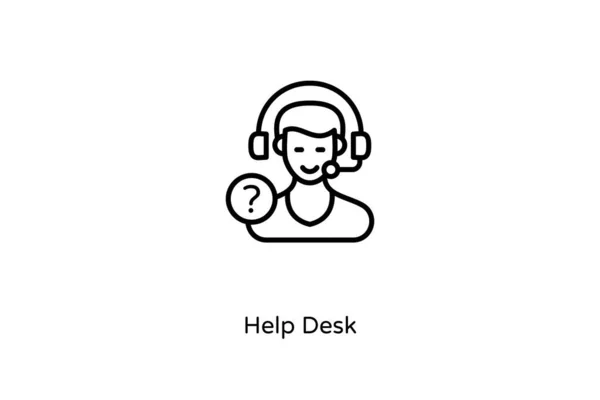 Segítség Desk Linear Ikon Vektorban Logotípus — Stock Vector