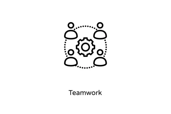 Teamwork Linear Icon Vector Logotype — Stock Vector