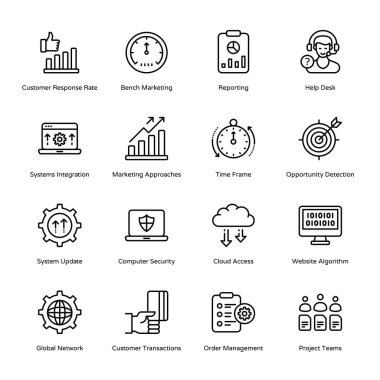 İnce çizgi iş kavramları simgeler - okşanmış, vektörler