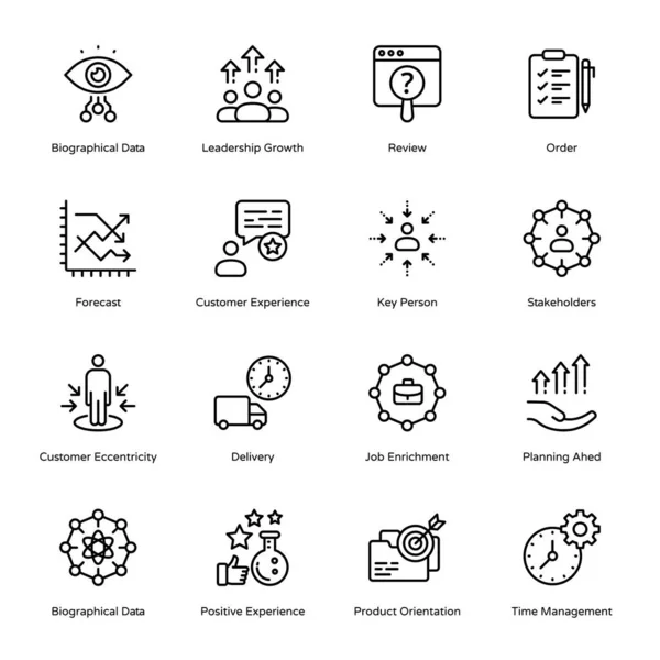 Conceitos Negócio Linha Fina Ícones Acariciado Vetores —  Vetores de Stock