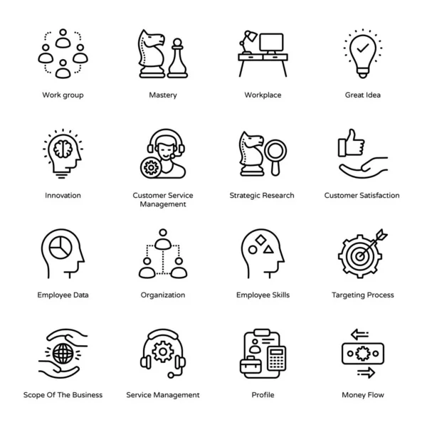 Thin Line Business Concepts Icons Stroked Vectors — Stock Vector