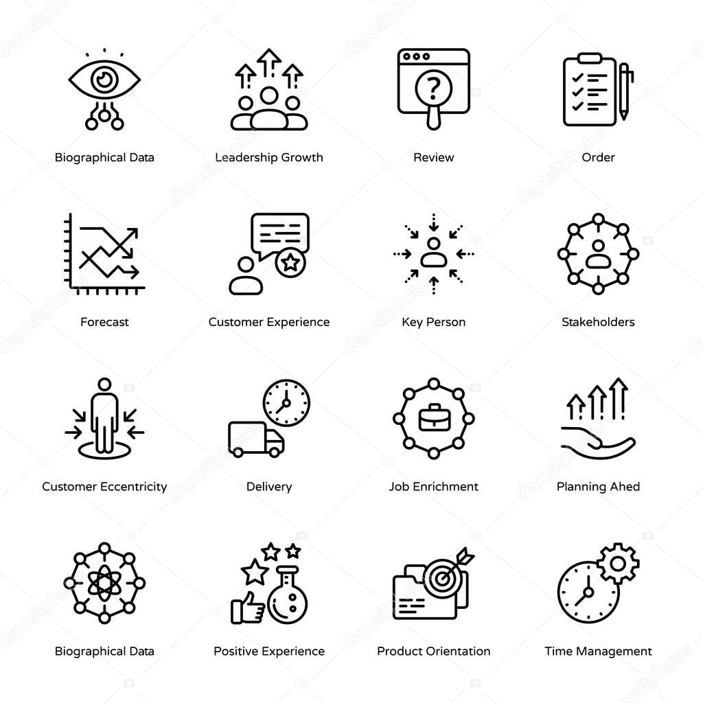Thin line business concepts icons - stroked, vectors