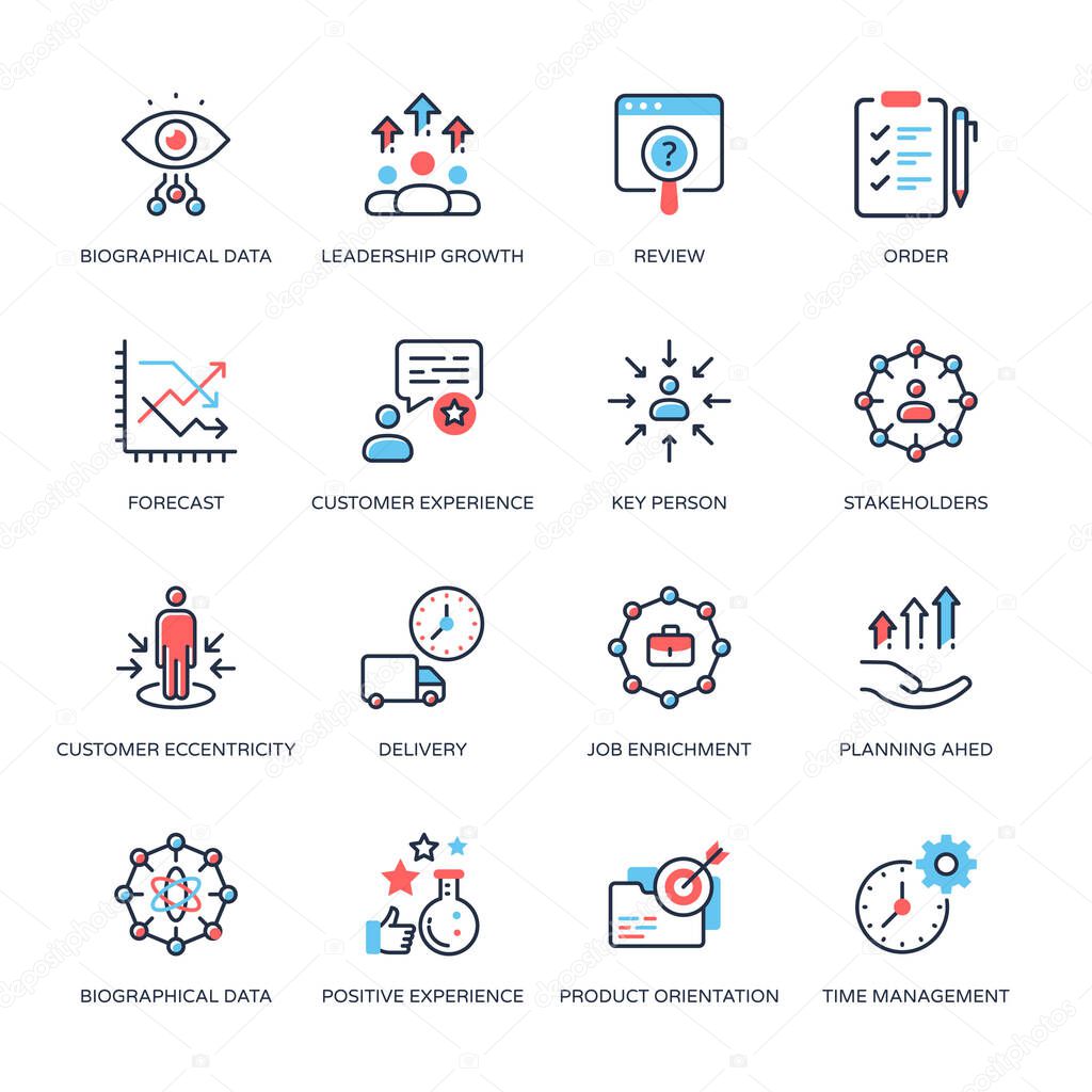 Minimal Colored business concepts icons - stroked, vectors