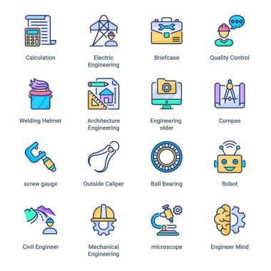 Mühendislik doldurulmuş satır simgeleri - vuruş, vektör