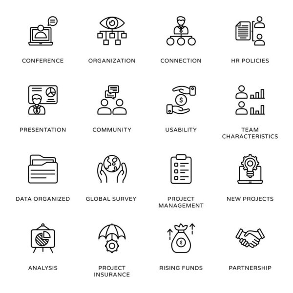 Иконки контуров управления проектами - поглаженные, векторы