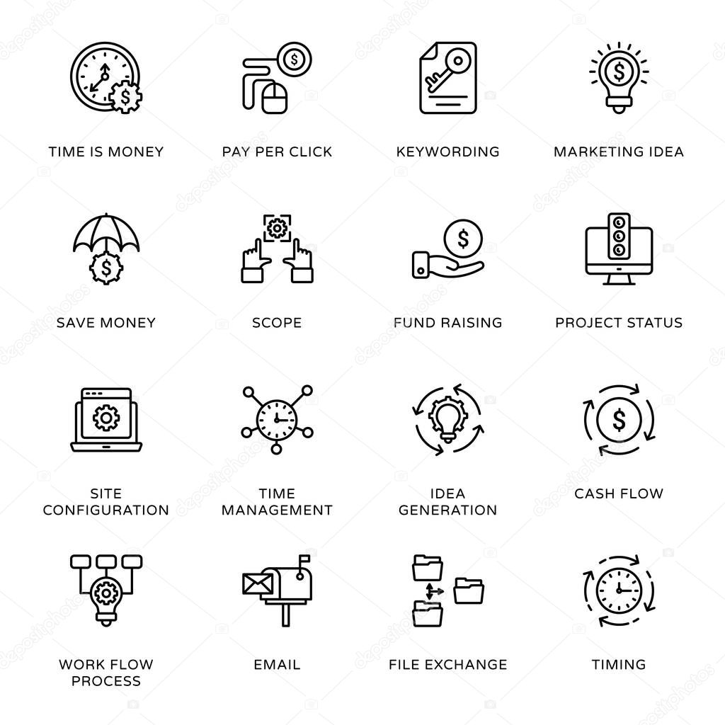 Project Management Outline Icons - Stroked, Vectors