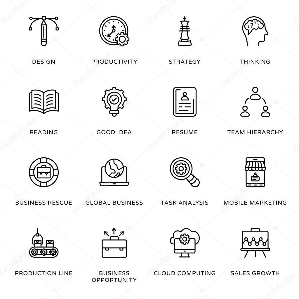 Project Management Outline Icons - Stroked, Vectors