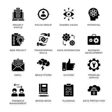 Proje Yönetimi Kabartma Simgeleri - Katı, Vektörler