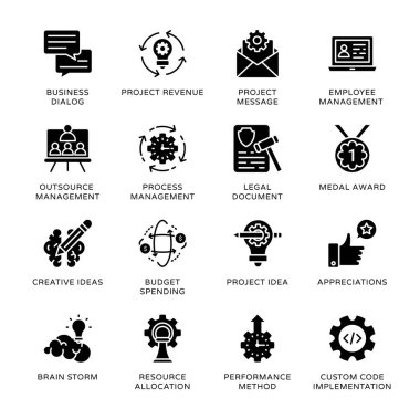 Proje Yönetimi Kabartma Simgeleri - Katı, Vektörler