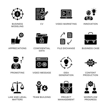 Proje Yönetimi Kabartma Simgeleri - Katı, Vektörler