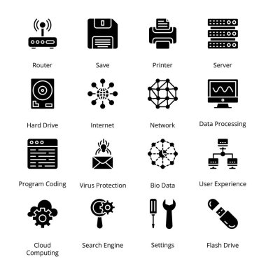 Ağ ve Kabartma Simgeleri - Katı, Vektörler