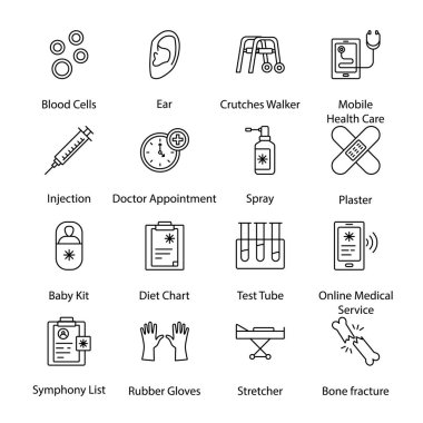 Tıp İlk Yardım ve Sağlık Taslak Simgeleri - Felç Edildi, Vektörler