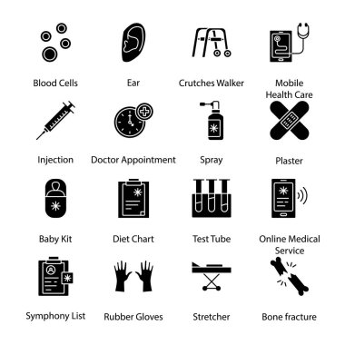 Tıp İlk Yardım ve Sağlık Sembolleri - Sağlam, Vektörler