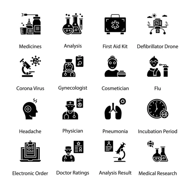 医学の応急処置と健康のグリフのアイコン ベクトル — ストックベクタ