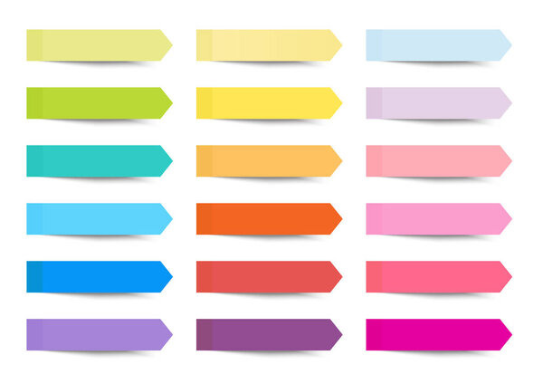 Post note sticky arrow index paper set on board with shadow- Vector Illustration