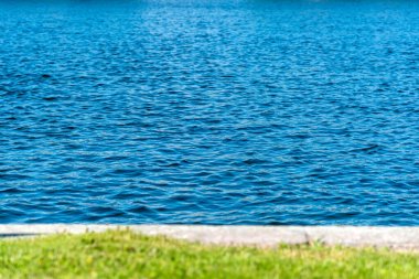 Yeşil çimenli ve mavi göllü