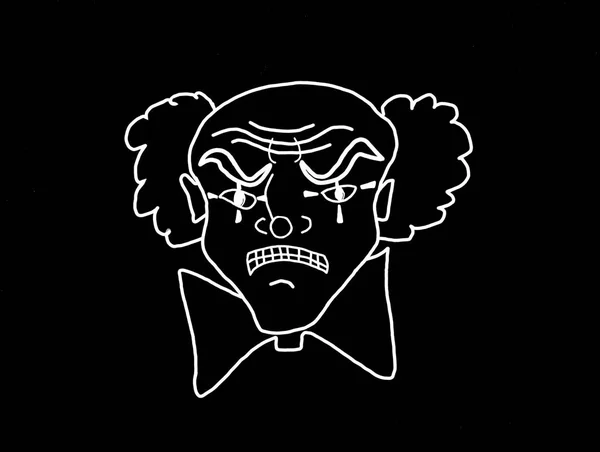 Un dessin blanc et noir à main levée. mauvais clown — Image vectorielle