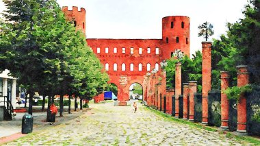 Porta Romana 'nın kalıntıları. İtalya' da Torino 'nun merkezinde antik bir Roma binası.