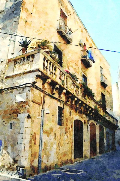 Puglia Talya Daki Bari Nin Tarihi Merkezinde Antik Bir Sarayı — Stok fotoğraf