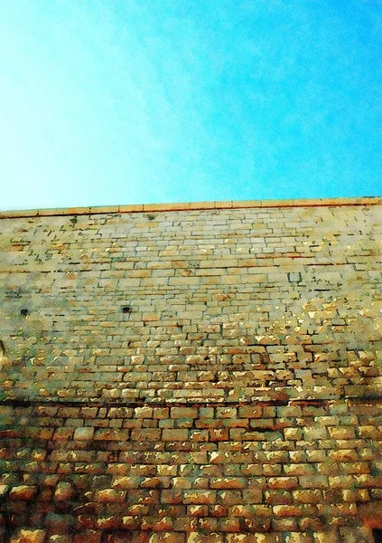 Acquerello che rappresenta uno scorcio dell'antico muro del centro storico di Bari in Puglia — Foto Stock