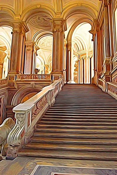 Pintura Cores Digital Que Representa Entrada Dos Palácios Reais Torno — Fotografia de Stock