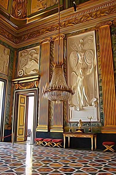 Peinture Numérique Couleur Qui Représente Une Salle Des Palais Royaux — Photo