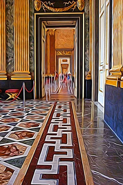 Peinture Numérique Couleur Qui Représente Une Salle Des Palais Royaux — Photo