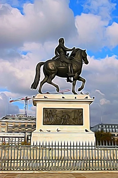 Digital Färg Målning Stil Som Representerar Historiska Monumenten Paris — Stockfoto