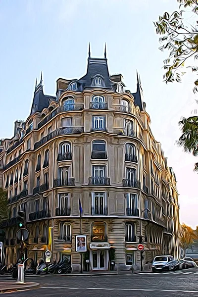 Estilo Pintura Cores Digital Representando Vislumbre Edifício Histórico Centro Paris — Fotografia de Stock