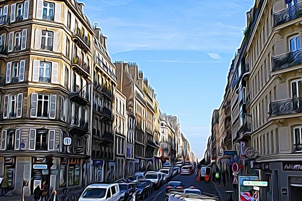 Peinture Couleur Numérique Représentant Une Vue Sur Une Des Rues — Photo