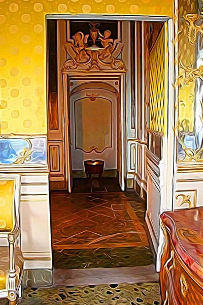 数字彩绘 代表那不勒斯周围一座十八世纪皇家宫殿的大厅 — 图库照片