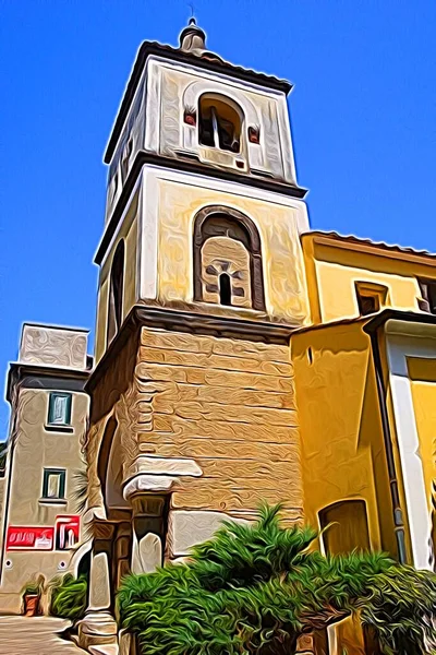 Digitale Farbmalerei Stil Der Eine Alte Kathedrale Einem Historischen Zentrum — Stockfoto